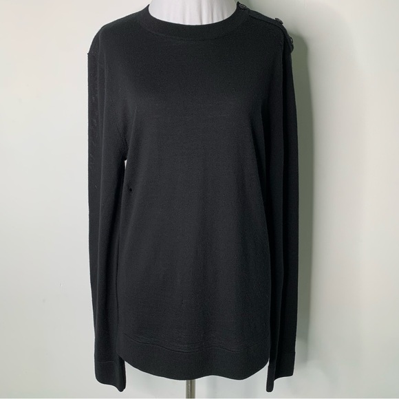 CHANEL Sweaters - CHANEL Uniform Women's Black Crew Neck Long Sleeve 100% Wool Sweater Size Small
